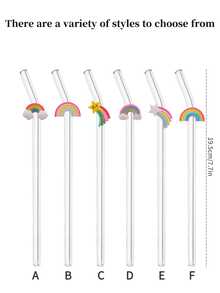 Rainbow Series Glass Straws, Transparent Smoothie, Bubble Tea, Juice, Milk, Cocktail, Cold Drink Rainbow Series Bent Glass Straws, Reusable For Milkshake, Milk, Tea, Juice, Cocktail, Cold Drink, Gift For Girlfriend, Dessert Shop, Soft Drink Bar, Office, Bar, Restaurant - Rainbow Series Straws - View 3