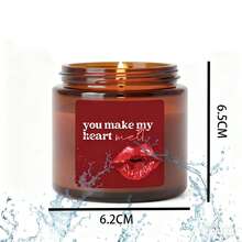 Romantic Rose Scented Candle, Smokeless & Long-Lasting - "You Make My Heart Melt" Valentine's Day Gift/Wedding Candle - Red Lip Design, Home & Office Fragrance, Brown Glass Jar