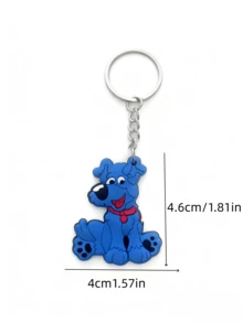 6 piezas Llaveros de perro de dibujos animados coloridos y lindos, disponibles en azul, verde y naranja, llavero de mascota lindo, decoración de bolso y llave de coche, regalo para amantes de los animales, pequeño regalo popular - Multicolor - Ver 4