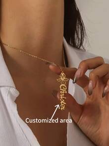 Customize 1 Piece Of Custom Flower Name Necklace, Personalized Open Petal Flower Name Necklace, Suitable For Mother's Day, Graduation, Valentine's Day Gift