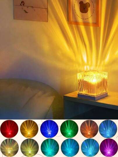 1个浪漫动态波浪灯，圣诞装饰，房间装饰，16色旋转RGB极光涟漪投影USB灯 | 吸顶投影灯 | 氛围装饰灯 | 迪斯科球夜灯 | 带遥控器和调光功能的LED台灯 | 适用于舞蹈室、卧室、办公室、客厅、游戏室、派对和餐厅 | 理想的节日礼物