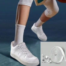 1 Cặp dây giày từ tính, dây giày co giãn phẳng, không cần buộc, kiểu dáng unisex, có khóa. - trắng - Xem 4