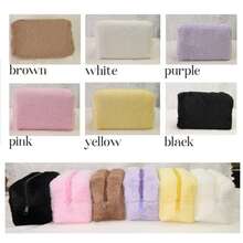 1pc Customized Plush Cosmetic Bag, Personalized Embroidered Name Storage Pouch, Cute Fluffy Storage Bag, Multi-Functional Travel Toiletry Bag, Stationery Bag, Makeup Bag, Wallet, Soft And Healing, Suitable For Autumn/Winter Gifts, Christmas, Birthday, Valentine's Day Gifts For Girlfriend, Best Friend, Student - Multicolor - View 3