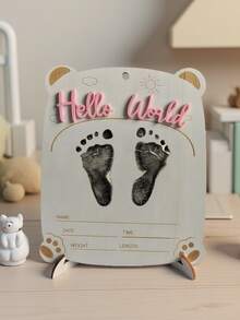 1pc Newborn Photography Props "HELLO WORLD" Baby Birth Announcement Sign, Wooden Baby Name Announcement Plaque, Baby Memorial Items, Baby Shower Easter Gifts, Girls/Boys