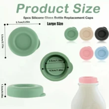 3/6个装 48mm 硅胶替换盖，适用于 Stanpac Libbey 牛奶玻璃瓶 - 通用尺寸，防漏且可放入洗碗机清洗 - 隨機顏色 - 查看 3