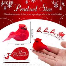 8 piezas Adornos navideños de pájaros rojos tipo petirrojo con nido, decoraciones de espuma de pájaros de color rojo brillante, guirnalda de plumas rojas, decoraciones colgantes para centro de mesa, decoraciones de fiesta, adornos navideños para el árbol, decoraciones de Acción de Gracias, jardín de hadas, decoración del hogar, decoración navideña para el hogar, decoración de habitación, 2025, decoraciones de boda, decoraciones de fiesta