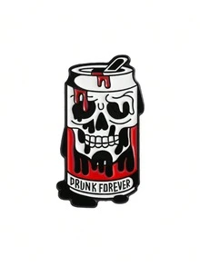 1/4 件装深色动物造型朋克风男女通用徽章，深红色骷髅烟灰缸，骷髅汽水罐，骷髅饮料杯造型朋克风男女通用徽章，个性化酷男孩包包装饰扣，主题派对，万圣节派对礼物。 - 彩色 - 查看 10