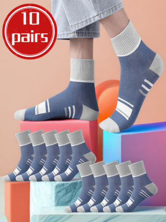 1/10 Pairs Men/Women's Fashion New Knitted Soft Sports Mid-Calf Socks, Moisture-Wicking, Comfortable Casual Socks, Suitable For Men And Women, Daily Wear And Sports, All Seasons