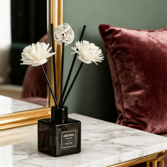 Gray Small Square Bottle High-End Home Fragrance Diffuser With Essential Oil, High Aesthetics, Long-Lasting Scent Diffusion, Air Freshener And Odor Remover