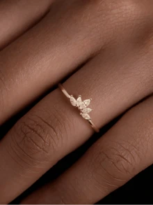 1個採用14K鍍金S925純銀制作的戒指，極簡日式風格 - 金色 - 查看 7