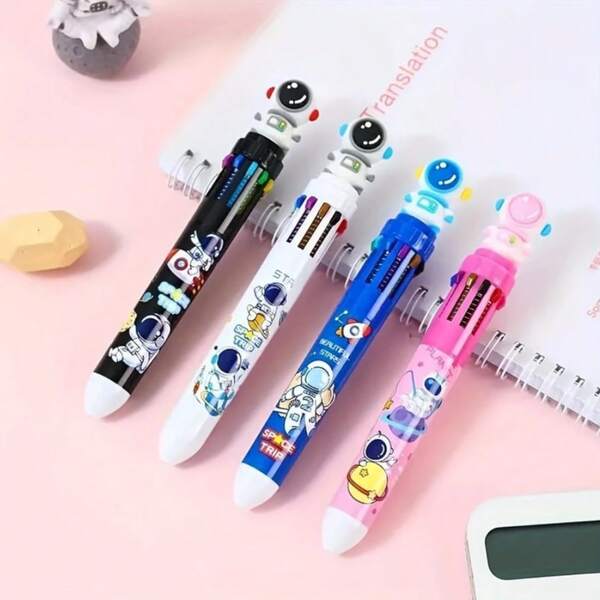 Presente de Papelaria Espacial Adorável! Canetas Astronauta de 10 Cores - Retrátil com Clique, Ponta Fina de 0,5mm, Escrita Suave | Perfeito para Trabalhos Escolares, Jornalismo, Tarefas de Escritório | Presente para o Entusiasta do Espaço
