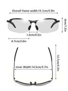 摩托车护目镜夜视驾驶眼镜提升驾驶安全偏光夜视护目镜变色太阳镜驾驶眼镜钓鱼太阳镜日夜皆宜驾驶眼镜，专业夜视驾驶眼镜，增强视野，防眩光，半框设计，为夜间驾驶和赛车爱好者提供保护和舒适佩戴体验（请注意尺寸是否合适） - 彩色 - 查看 5