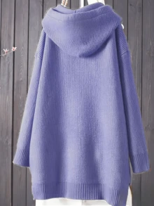 Plus Size Dam Casual Hoodie Tröja, Höst/Vinter - Norra snölotus - Visa 3