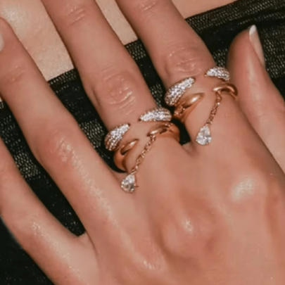 VKHK 1pc Sparkling Zirconia Decorated Double Layer Open Ring, Suitable For Women Party, Wedding Wear, Gift