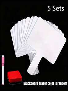 5-Pack Double-Sided Reusable Whiteboard Set - Handheld Whiteboards, Includes 5 Whiteboards, 1 Pen, And 1 Eraser, Erasable, Tabletop Memo, Message Board, Writing Pad, Scratch Pad, Handwriting Board - White - View 13