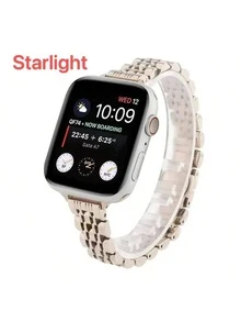 1 件不锈钢纤细腰身 7 珠表带，适用于 Ultra 和 Series 10/9/8/7/6/5/4/3/2 - 米色 - 查看 5