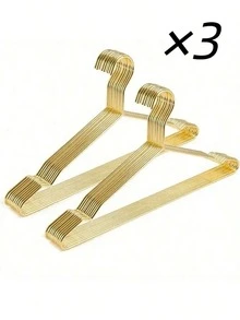 10pcs 17" Heavy Duty Gold Metal Hangers - Stainless Steel, Wide Spaced, Suitable For Coats, Suits, Essentials For Organizing | Modern Hanger Design | Durable Clothing Support, Garment Hangers - Gold - View 12