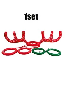 4/2/1set- Inflatable Reindeer Antler Ring Toss Game,Reindeer Antler Hat Ring Toss For Xmas Party 2025 Great Christmas Games For Adult,Christmas Party Decoration Adult Team Game,Teamwork Activities, 2026 Happy New Year Party Packs