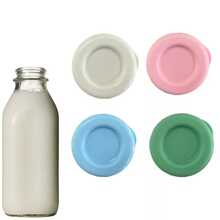 3/6个装 48mm 硅胶替换盖，适用于 Stanpac Libbey 牛奶玻璃瓶 - 通用尺寸，防漏且可放入洗碗机清洗 - 隨機顏色 - 查看 6