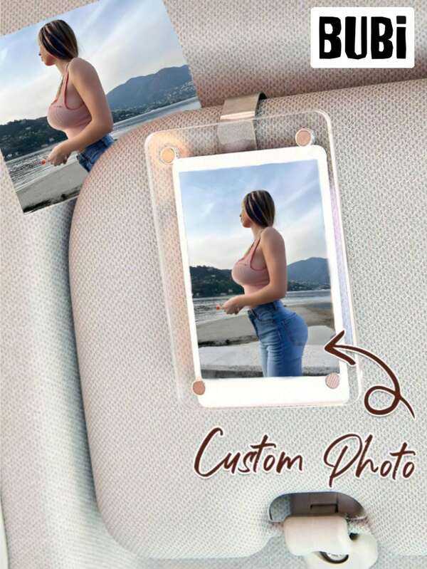 Cadre photo personnalisé pour pare-soleil de voiture Clip DIY Photo personnalisée pour famille, animal de compagnie chien chat, petite amie petit ami. Support de rangement organisateur de photographie