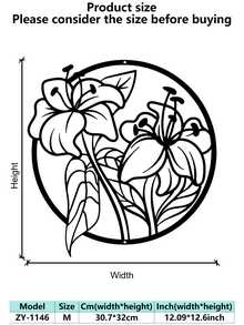 1pc Elegant Lily Flower Metal Wall Art, Abstract Outline Iron Decoration, Multipurpose Indoor/Outdoor Wall Hanging, Suitable For Housewarming, Holiday, Birthday Gifts, Collectible, Perfect For Garden Enthusiasts, Office, Living Room, Bedroom, Patio, Kitchen, Farmhouse Decor Room Decor Bedroom Decor Home Decor Wall Decor