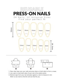 10片/套杏仁形美甲贴纸，可爱风格，可移除，适合派对、舞蹈、日常佩戴、学生聚会、办公室角色扮演，带背胶，可重复使用，包含美甲凝胶和指甲锉，手工按压式美甲贴片 - 杏色 - 查看 7