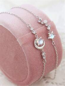 2pcs Moon& Star Matching Couple  Copper Bracelet Set For Couple, Best Friend, Gift For Her/Him - Silver - View 4