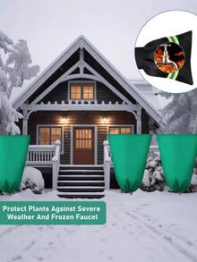 Winter Plant Protection Cover, Thickened Non-Woven Fabric Plant Windproof Drawstring Zipper Cover - Dark Green - View 6