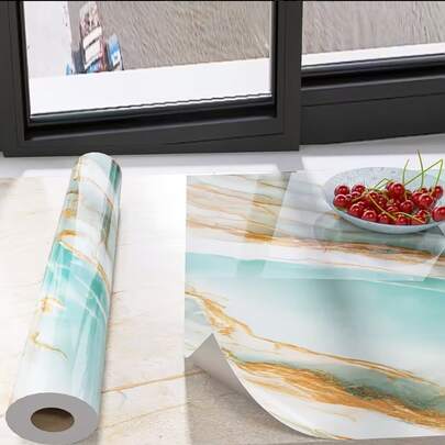 Papel de parede criativo com estampa de mármore e pedra jade verde, resistente a manchas, à prova d'água e ao calor. Adesivo decorativo para ambientes residenciais e comerciais, ideal para banheiros, paredes de cozinhas, bancadas, mesas de escritório, decoração de paredes, decoração de quartos e muito mais.