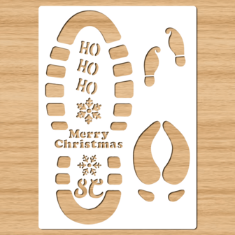 1pc Christmas Stencils For Painting, A4 Santa Footprint Stencil Reusable, Plastic Footprint Pattern Holiday Drawing Templates For Floor Porch Wood Sign Decor And DIY Crafts