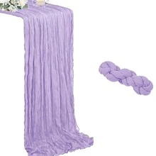 Cheesecloth Bohemian Polyester Table Runners,Pleated Atmospheric Table Runner,Solid Color Table Cover,Holiday Desktop Decoration Fabric Table Runner,Home Decoration,Dining Table Decor,Room Decor,Wedding Decor