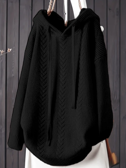 大码纯色落肩宽松抽绳连帽卫衣，秋冬款