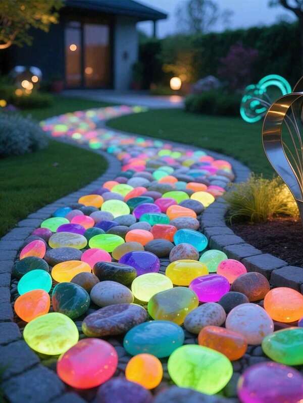 50/100 piezas Piedras que brillan en la oscuridad, adecuadas para decoración exterior de Halloween, jardín, césped, patio, acuario, camino, tanque de peces, boda, decoración DIY