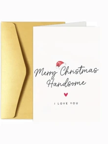 1pc Christmas Greeting Card For Husband Or Boyfriend, "Merry Christmas Handsome" With "I Love You" Message, Festive Holiday Card With Envelope, For Seasonal Celebration - Thickened Envelopes - View 7