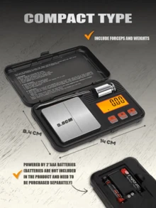 [Christmas Gift] 1PC Portable Jewelry Scale Kitchen Scale - 200g/7oz Range Digital Electronic Scale - Precise To 0.01g - Includes Tweezers And 50g Calibration Weight - Multiple Units Available: G, Oz, Ozt, Dwt, Gn, Ct - One-Click Zeroing Function - ABS Durable Material - Dust-Proof Protective Cover - Kitchen Tool - Suitable For Jewelry Weighing, Kitchen Cooking, Dessert Baking, And Other Scenarios. Product Does Not Include Battery