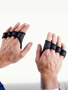 1 Pair Black 4-Finger Fitness Gloves For Deadlift, Bench Press, Pull-Ups, Dumbbell Workout, Anti-Slip & Wear-Resistant, Protect Hands - Multicolor - View 7