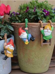 1pc Cute Garden Gnome Hanging Decor - A Uniquely Shaped Resin Gnome Figure With Vibrant Colors And Handcrafted Texture, Perfect For Decorating Planters, Fairy Gardens, And Can Also Be Used As An Indoor/Outdoor Mini Figurine For Yards, Patios, And Home Decor. An Ideal Gift For Gardening Enthusiasts And Gnome Collectors. (Warm Reminder: Please Check The Size Of The Product First. Those Who Are Concerned Should Purchase With Caution) - Multicolor - View 2