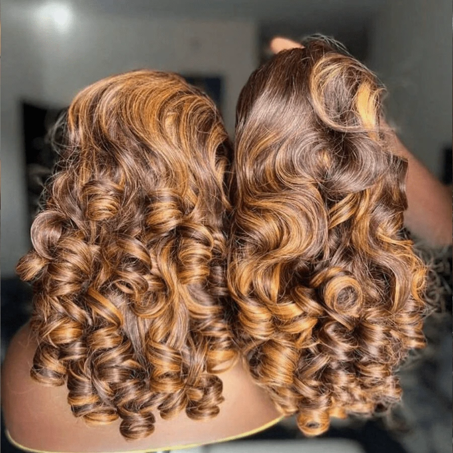 MECRY Frontal Wigs Frontal Wigs Human Hair 200 Density Highlight Body Wave Wig Human Hair 13x4 HD Lace Front Human Hair Wigs For Women Honey Blonde Transparent Lace Frontal Wig Bob Wigs Blended Hair - S4/27 - View 1