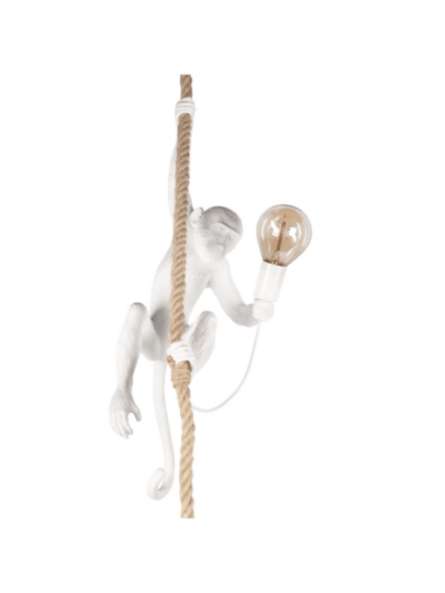 Alpinaluz Retro Edison E27 Resin Hang Lamp 'MAX' Wit Monkey Hemp Rope, Ideal Dining Room, Living Room Bar view 2