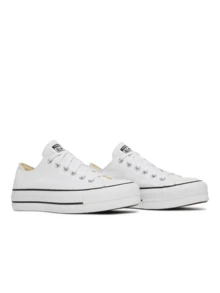 Converse Giày thể thao đế xuồng Chuck Taylor All Star Lift Series dành cho nữ, đế vải canvas trắng, cao gấp đôi, thoải mái, phong cách thường ngày và đường phố, 560251C - Trắng - Xem 2