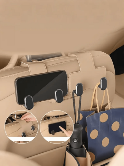 خطاطيف مقعد السيارة الخلفي، خطاطيف معلقة متعددة الوظائف للسيارة، خطاطيف تخزين خلفية مخفية لمقعد السيارة، خطاطيف تخزين فردية/مزدوجة متعددة الوظائف، مصنوعة من معدن، سهلة التركيب، مناسبة لديكور الداخل السيارة