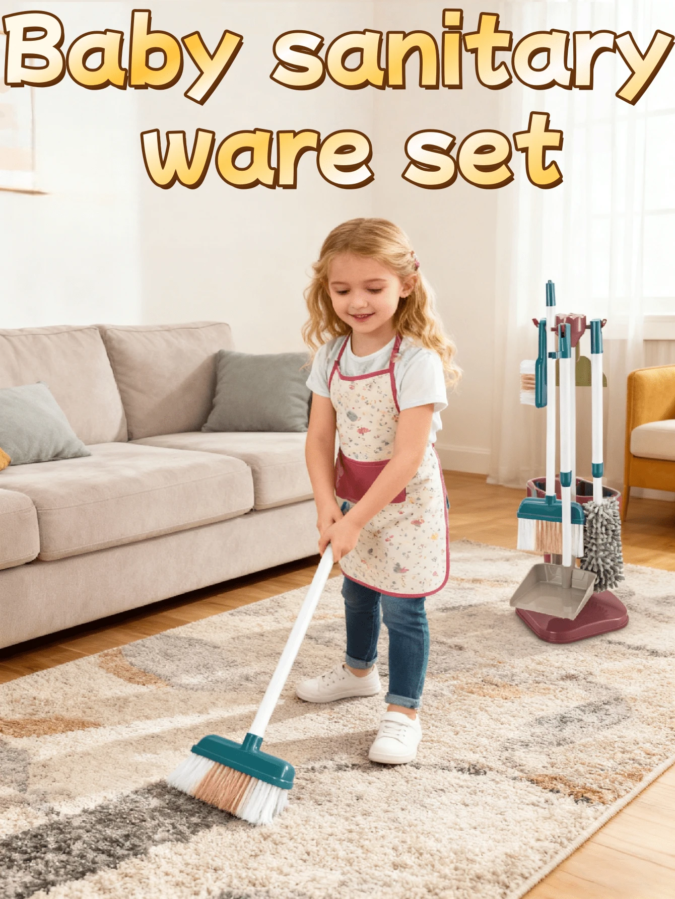 儿童角色扮演清洁工具套装，逼真的吸尘器推车，家务角色扮演模拟游戏，适合 3 岁以上男孩和女孩的互动玩具，圣诞礼物