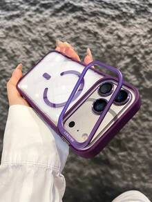 高级加厚磁吸式防震手机壳，带支架和钢化玻璃镜头保护膜，兼容 16/15/14/13/12/11 Pro Max Plus - 紫色 - 查看 33