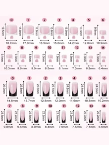 60片装短/长美甲贴纸组合套装，粉色法式软胶美甲贴纸组合套装，适合所有女性和女孩，法式美甲设计，日常佩戴美甲贴纸，美甲用品 - 粉色 - 查看 10