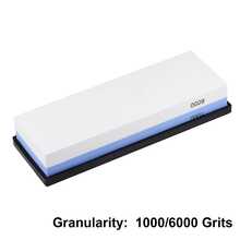 Double Sided Whetstone Knife Sharpener Water Wet Stone 1000/6000 Sharpening Tool Grit, Non-Slip Bamboo Base & Angle Guide, Manual Operation For Home Kitchen Use, Knife Sharpening Tool - Blue and White - View 5