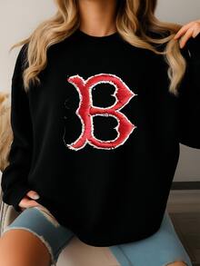 Men's Vintage 60's Boston Red Sox Navy Blue Wool Plain Logo Fitted Hat Sz 6 1/2 Sweatshirt - 黑色 - 查看 2