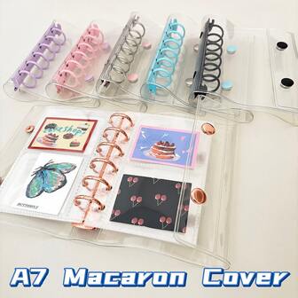 A7 Binder Kpop Collect Book, Macarons 6 Holes Cover Case, DIY 10pcs Sleeves Bags, Loose Leaf Junk Journal Hand Notebook Organizer