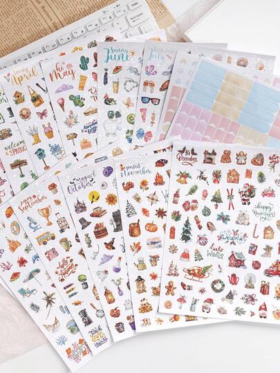 Daily Planners Monthly Celebrations Planner Stickers,Monthly Calendar Date Labels From January To December, Pastel Color Tone,Shiny Laser Stickers, For Calendar Decorating, Planning, Scrapbooking - Holiday, Seasonal, & General Events (14 Sheets, 1,050+ Stickers Per Pack) Scrapbook Supplies Stationery