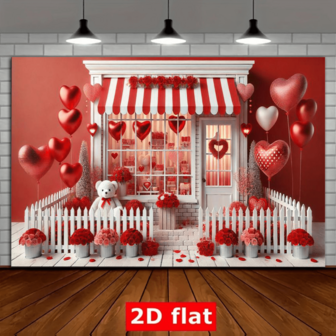 2D Flat Romantic Valentine's Day Polyester Banner, Multipurpose Indoor/Outdoor Wall Decor, Suitable For Parties And Weddings