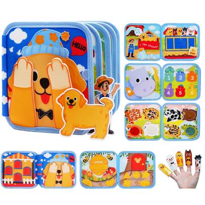 Tablero de actividades para niños de 1 a 4 años, libro de actividades para niños de 1 a 3 años, juguetes educativos Montessori, tablero sensorial, actividad de aprendizaje preescolar para desarrollar habilidades motoras finas, esenciales de viaje en avión y coche
